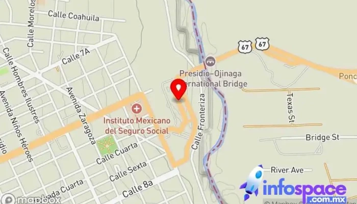 mapa de Aduana de Ojinaga - Puente Internacional Ojinaga - Presidio Puesto fronterizo en Manuel Ojinaga
