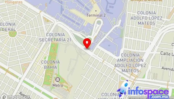 mapa de Aeropuerto Terminal 2, Eje 1 Norte Fuerza Aérea Mexicana Bus stop en Ciudad de México