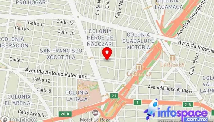 mapa de Alianza de Sitios de Taxis en Terminales de Autobuses Foraneo A.C. Asociación u organización, Servicio de taxis en Gustavo A. Madero, Ciudad de México