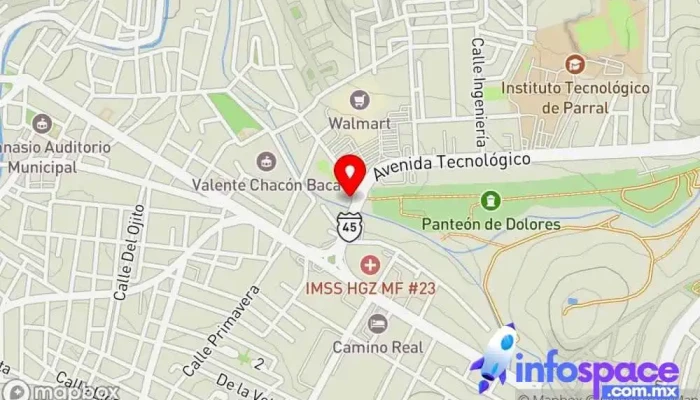 mapa de Autotransportes Rápidos Delicias SA de CV Servicio de transporte, Agencia de alquiler de autobuses en Hidalgo del Parral