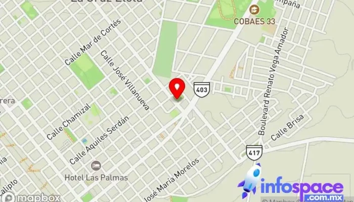mapa de Autotransportes Unidos De Sinaloa Servicio de mensajería en La Cruz