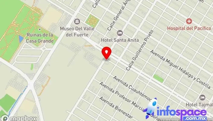 mapa de Azules del Noroeste Empresa de autobuses, Servicio de mensajería en Los Mochis