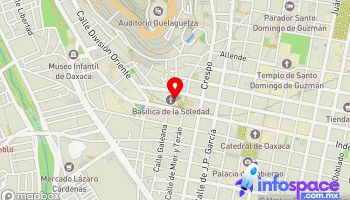 mapa de Basílica de Nuestra Señora de la Soledad Basílica, Atracción turística en Oaxaca de Juárez