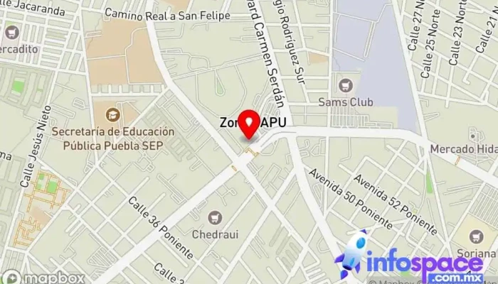 mapa de CAPU - Central de Autobuses de Puebla Servicio de transporte en Heroica Puebla de Zaragoza