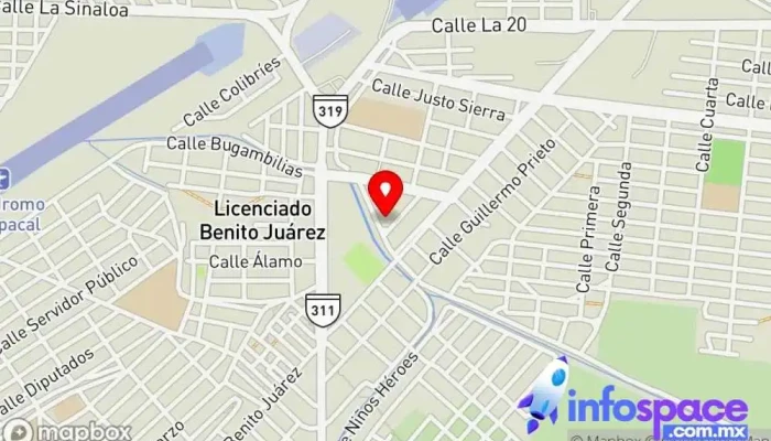 mapa de Central Camionera Villa Juarez Servicio de transporte en Lic. Benito Juárez