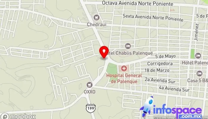 mapa de Central de Autobuses ADO Empresa de autobuses en Palenque