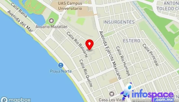 mapa de Central de Autobuses Tropicales Servicio de transporte en Mazatlán