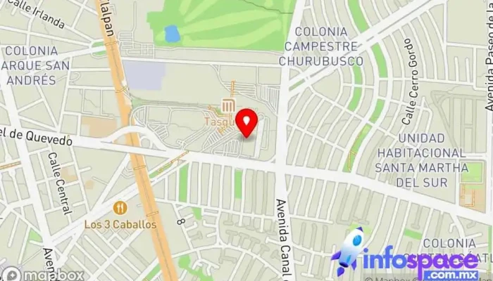 mapa de Central del Sur Taxqueña Empresa de autobuses en Coyoacán, Ciudad de México
