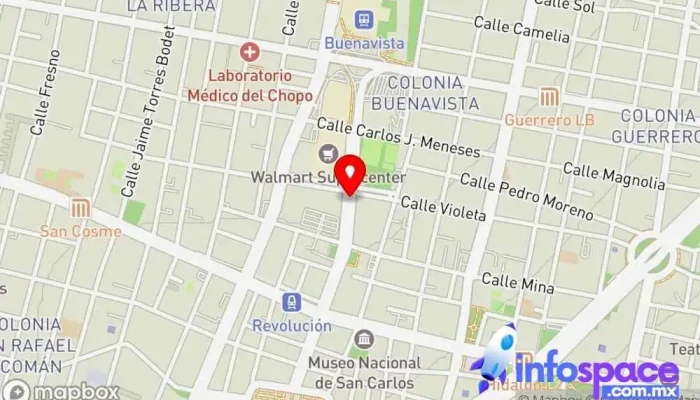 mapa de Cuahutémoc Estación de autobuses en Ciudad de México