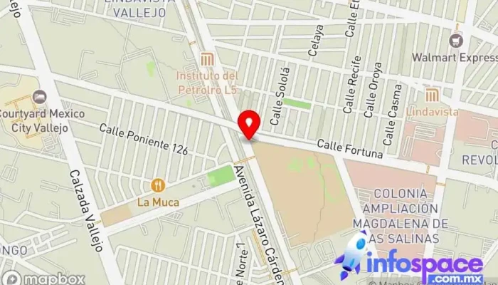 mapa de Eje Central Lázaro Cardenas - Eje 4 Norte Av. Fortuna Bus stop en Ciudad de México
