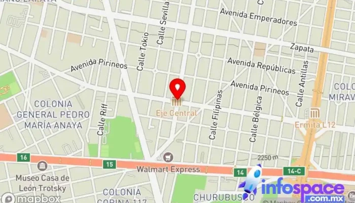mapa de Eje Central Estación de metro en Ciudad de México