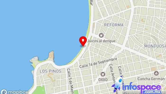 mapa de El Muchacho Alegre Marisquería, Bar, Restaurante familiar, Restaurante en Mazatlán