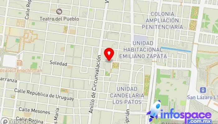 mapa de Enlaces Express de Mexico Centro Empresa de autobuses en Venustiano Carranza, Ciudad de México