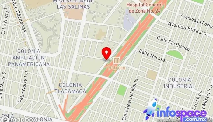 mapa de Estación Metro Potrero, Av. Insurgentes Norte Bus stop en Ciudad de México