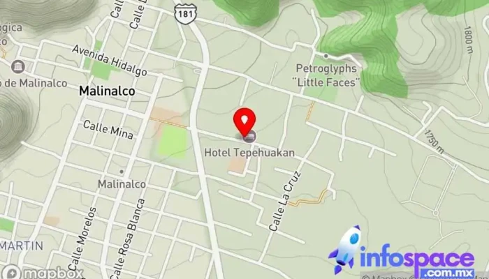 mapa de Hotel Tepehuakan Hotel, Alojamiento con servicio en Malinalco