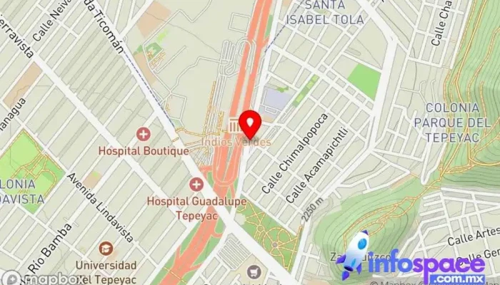 mapa de Indios Verdes Terminal Norte. ODT, Tizayuca, ADO, AU, Futura. Servicio de transporte en Gustavo A. Madero, Ciudad de México