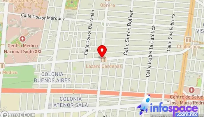 mapa de Lázaro Cárdenas Estación de metro en Ciudad de México