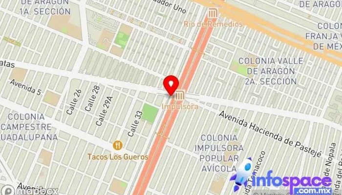 mapa de Metro Impulsora Av. Central Carlos Hank González Bus stop en Cdad. Nezahualcóyotl