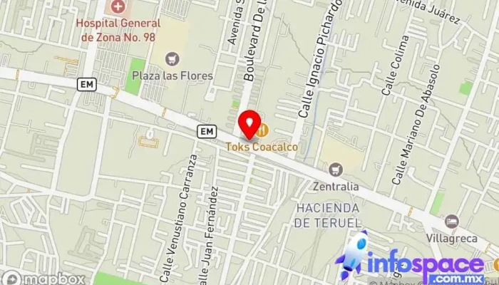 mapa de Mexibús 1A de Villa  en San Francisco Coacalco