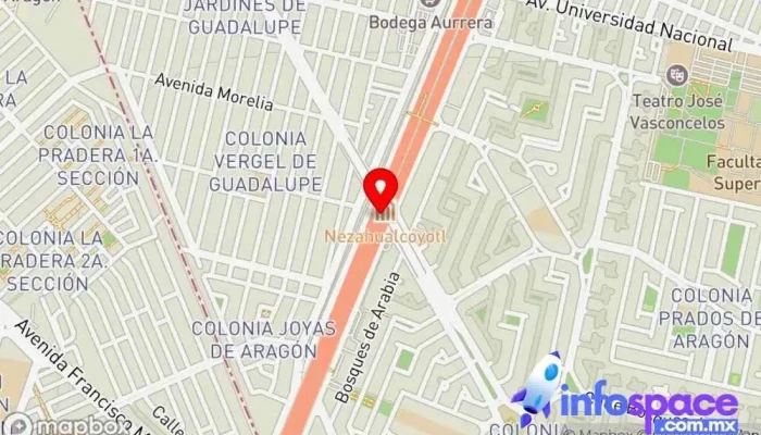 mapa de Nezahualcóyotl Estación de metro en Ciudad Nezahualcoyotl
