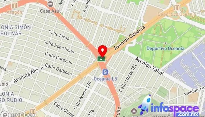mapa de Oceanía Línea B Servicio de transporte en Gustavo A. Madero, Ciudad de México