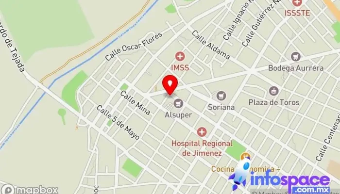 mapa de Omnibus De México - Jiménez Agencia expendedora de billetes de autobús en Jiménez