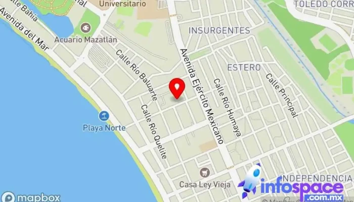 mapa de Omnibus De México - Mazatlán Agencia expendedora de billetes de autobús, Servicio de mensajería, Viajes en Mazatlán