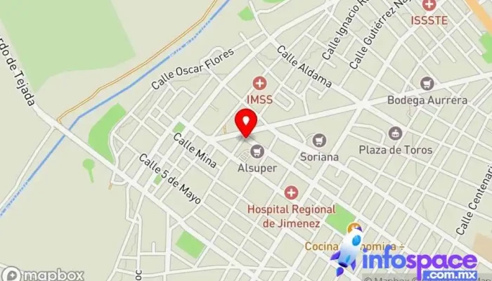 mapa de Omnibus De México - Paradero Jiménez Agencia expendedora de billetes de autobús, Viajes en Jiménez