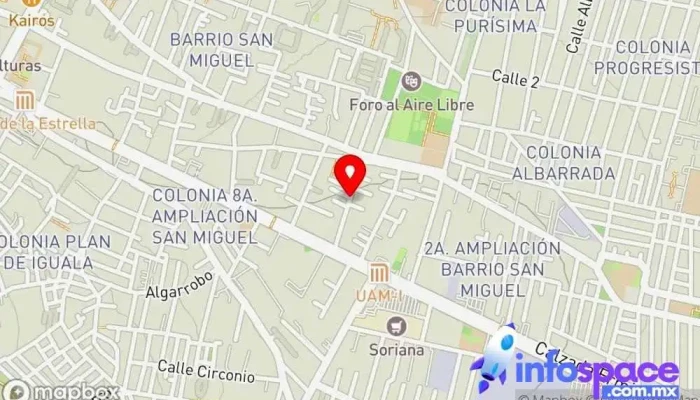 mapa de Omnibus de México S.A. de C.V. Servicio de transporte en Xochimilco, Ciudad de México