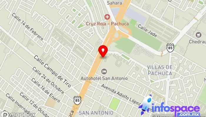 mapa de Parada Pachuca Villas Empresa de autobuses en Pachuca de Soto
