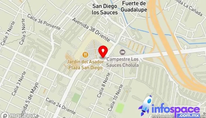 mapa de Plaza San Diego Bus stop en Cholula de Rivadavia