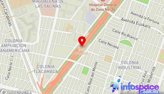 mapa de Potrero Estación de metro en Gustavo A. Madero, Ciudad de México