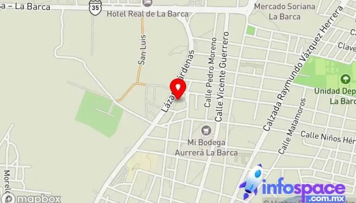 mapa de Primera Plus Empresa de autobuses, Servicio de mensajería en La Barca