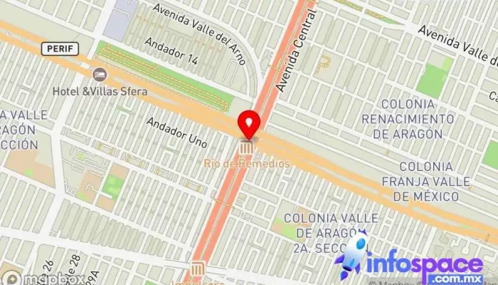 mapa de Río de los Remedios Av. Central Carlos Hank González Bus stop en Cdad. Nezahualcóyotl