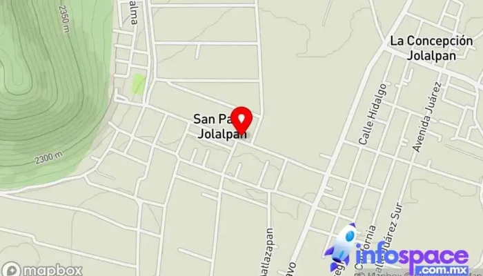 mapa de san PABLO JOLALPAN Oficina del Gobierno del Distrito en Concepción Jolalpan