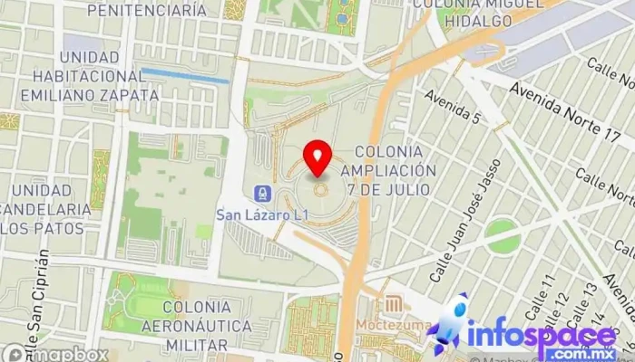 mapa de SCT Secretaría de Comunicaciónes y Transportes Departamento de Transporte, Oficina del gobierno federal en Venustiano Carranza, Ciudad de México