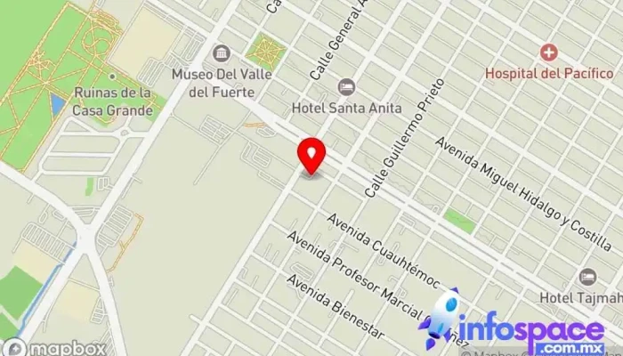 mapa de Terminal Azules del Noroeste Estación de autobuses en Ahome Los Mochis