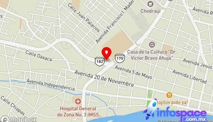 mapa de Terminal camionetas a Jalapa de Díaz Servicio de transporte en San Juan Bautista Tuxtepec