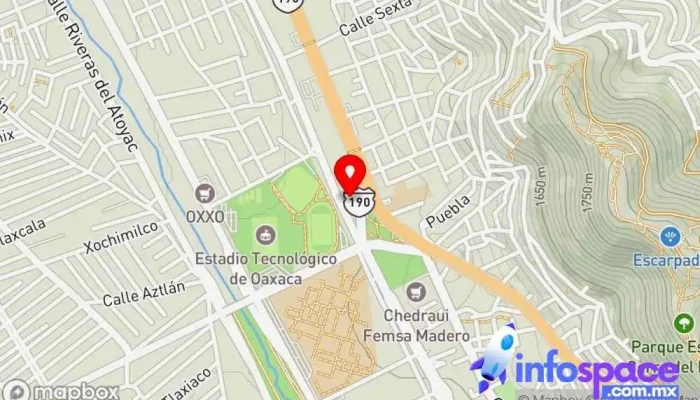 mapa de Terminal de Autobuses AU Estación de autobuses en Oaxaca de Juárez