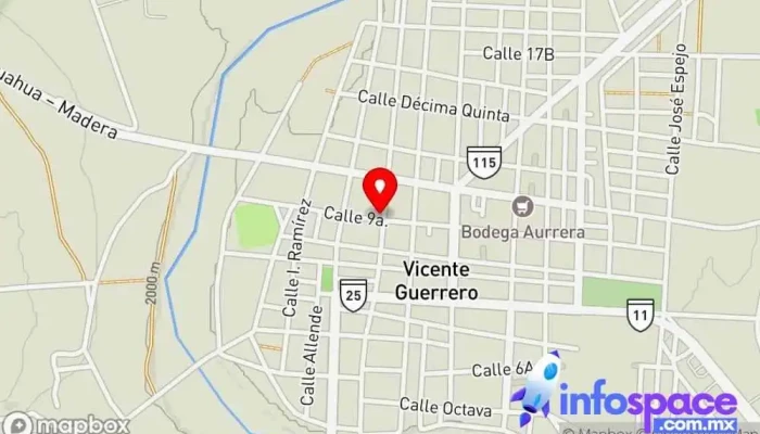 mapa de Terminal de autobuses guerrero chih  en Vicente Guerrero