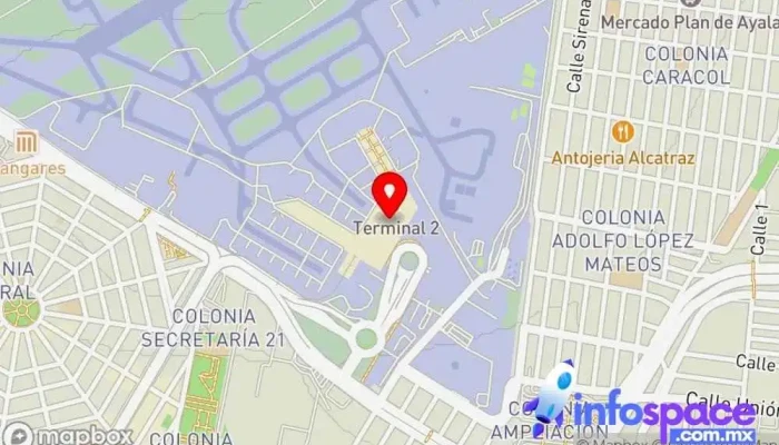 mapa de Terminal Estrella Roja Servicio de transporte en Venustiano Carranza, Ciudad de México
