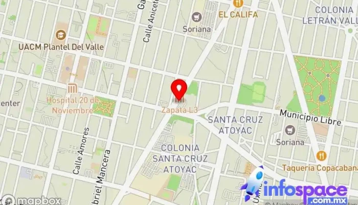mapa de Terminal Metro Zapata Estación de autobuses en Ciudad de México