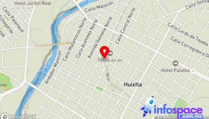 mapa de Terminal PAULINO NAVARRO Servicio de transporte en Huixtla