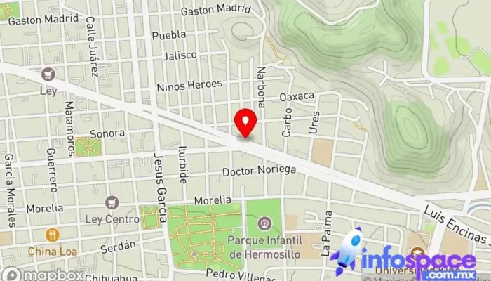 mapa de Terminal TAP Estación de autobuses en Hermosillo