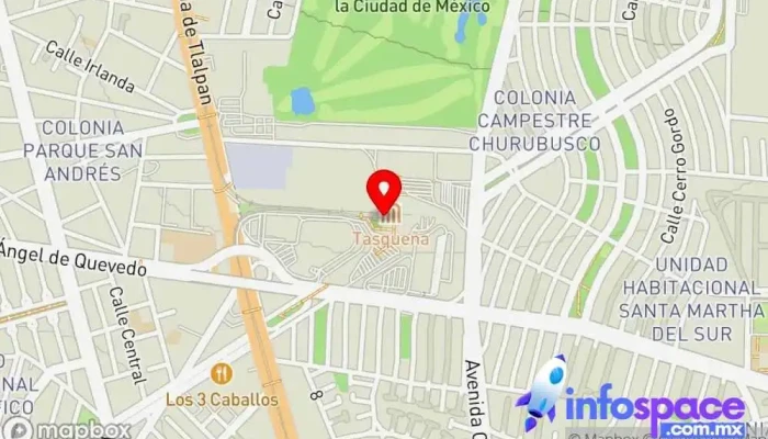 mapa de Terminal Tren Ligero Servicio de transporte en Coyoacán, Ciudad de México