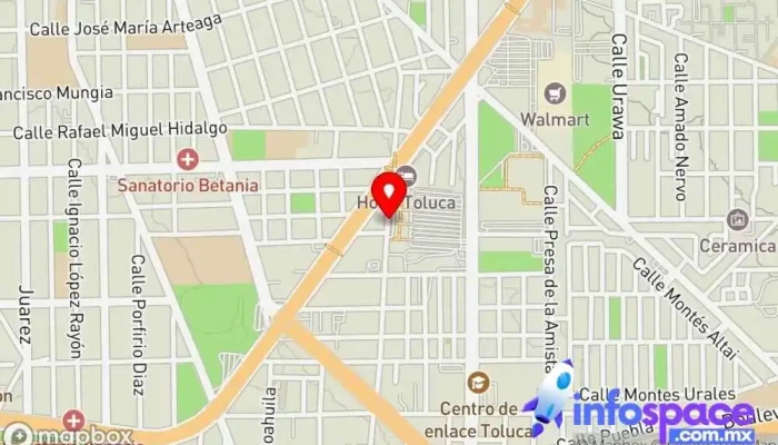 mapa de Transportes Zinacantepec S.A. de C.V. Servicio de transporte, Servicio de mensajería en Toluca de Lerdo