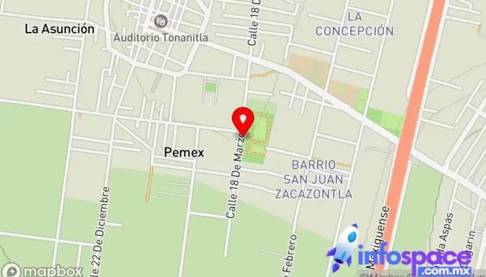 mapa de Unidad Deportiva Tonanitla Centro deportivo en Santa María Tonanitla