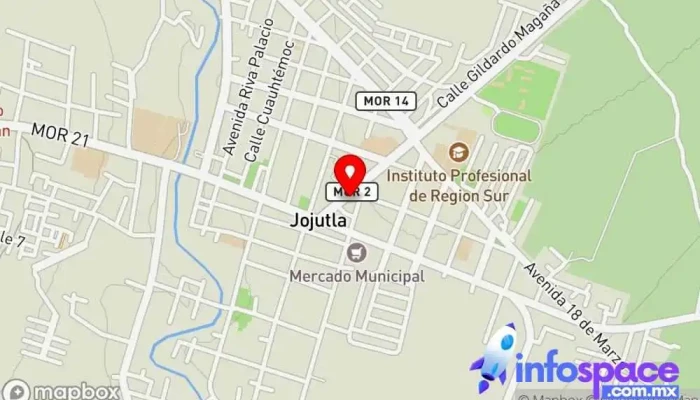 mapa de Verdes de Morelos Estación de autobuses en Jojutla